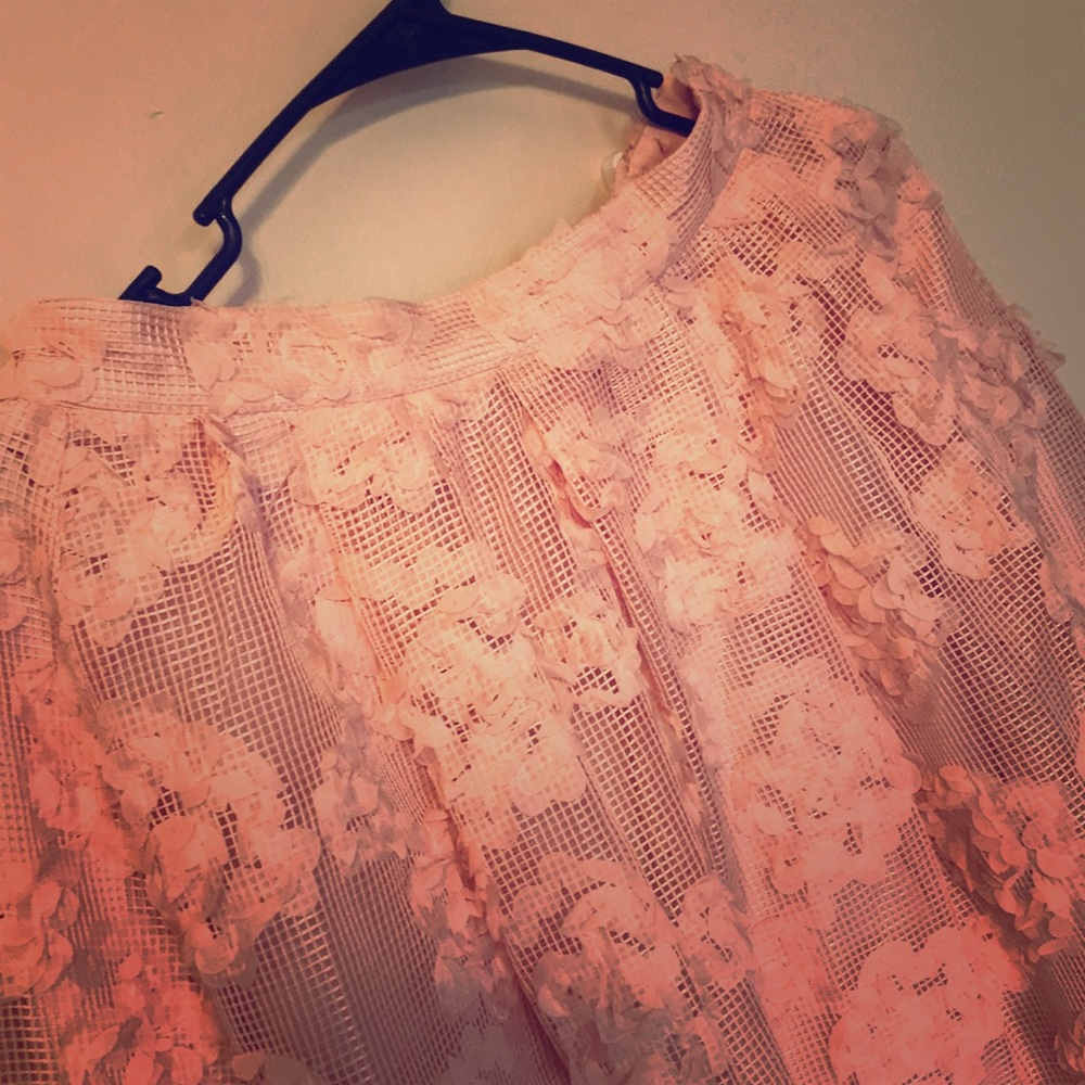 Mesh Skirt with Flower Embroidery